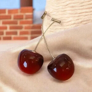 🆕️Trendy Durable Fun Resin Fashion Cherry Drop Earrings Cute Stylish 🍒